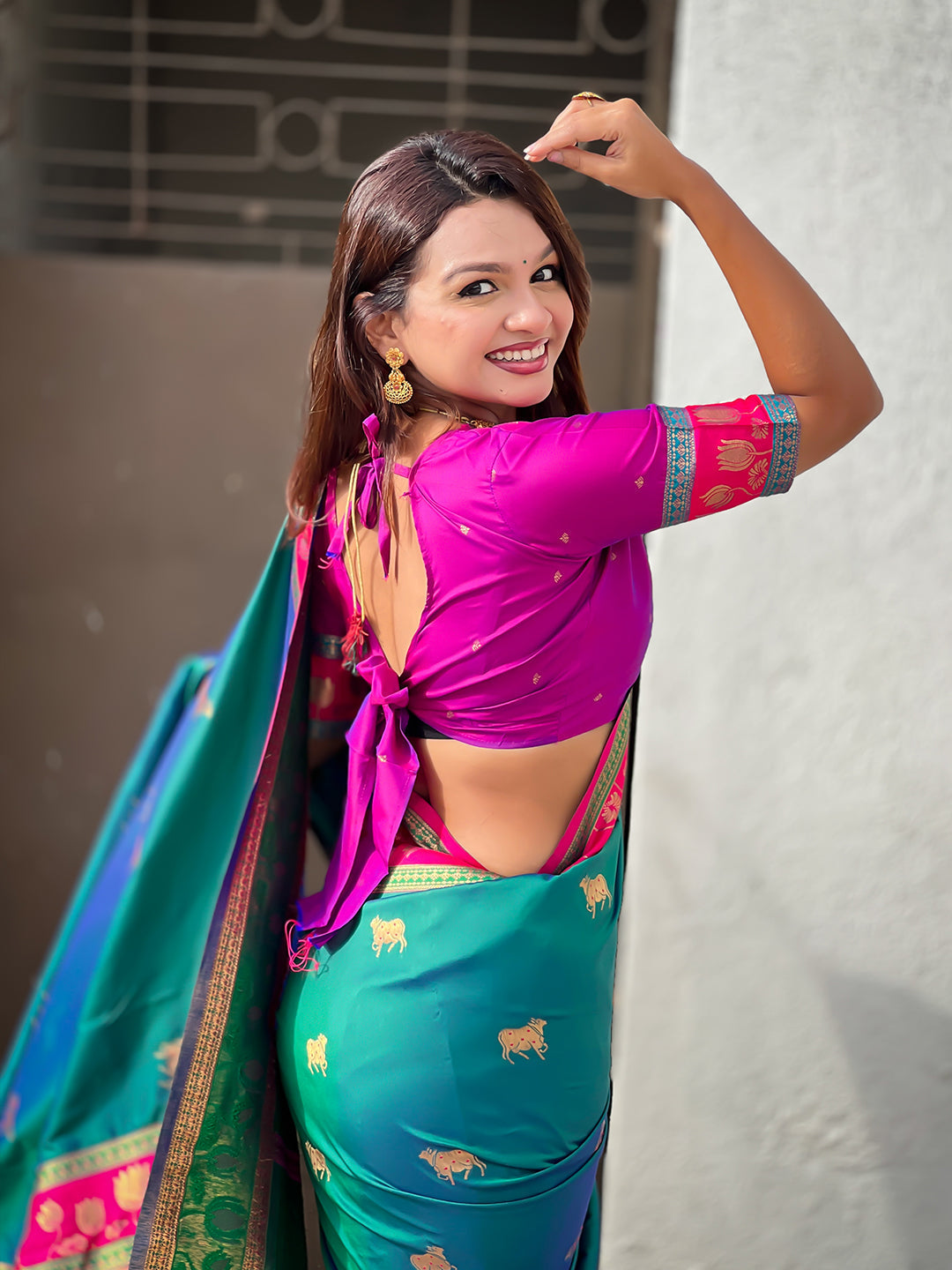 Green soft silk pichwai traditional zari woven saree