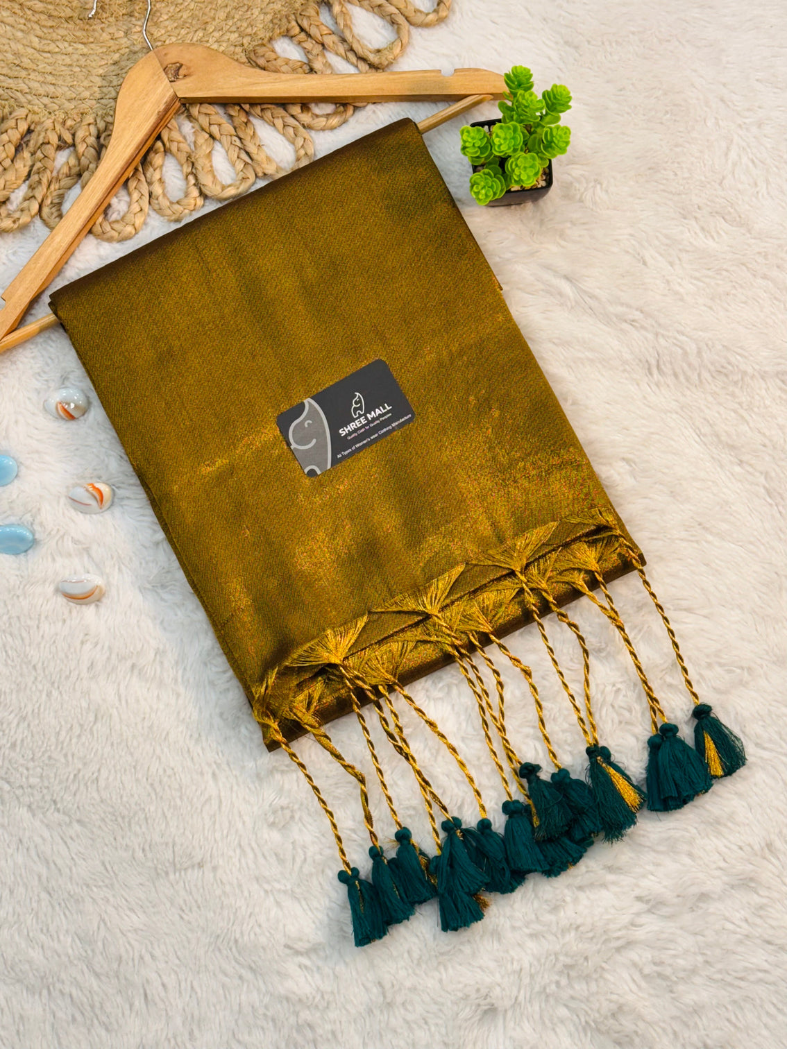 Elegant singal color tissue silk saree with traditional patterns lightweight festive wear