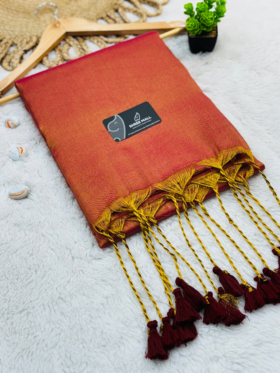 Elegant singal color tissue silk saree with traditional patterns lightweight festive wear