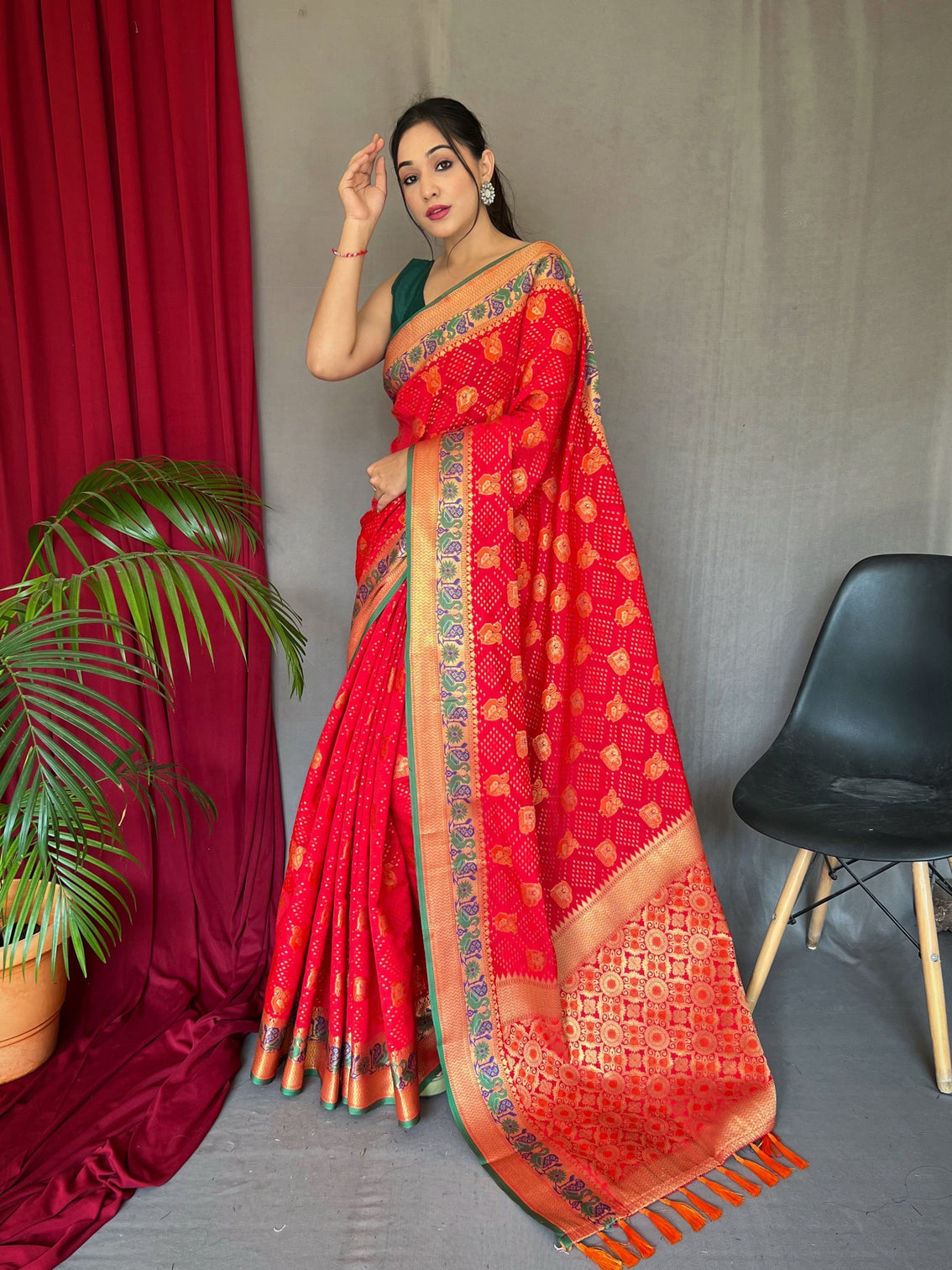 Red Saree in Kutch Patola Silk