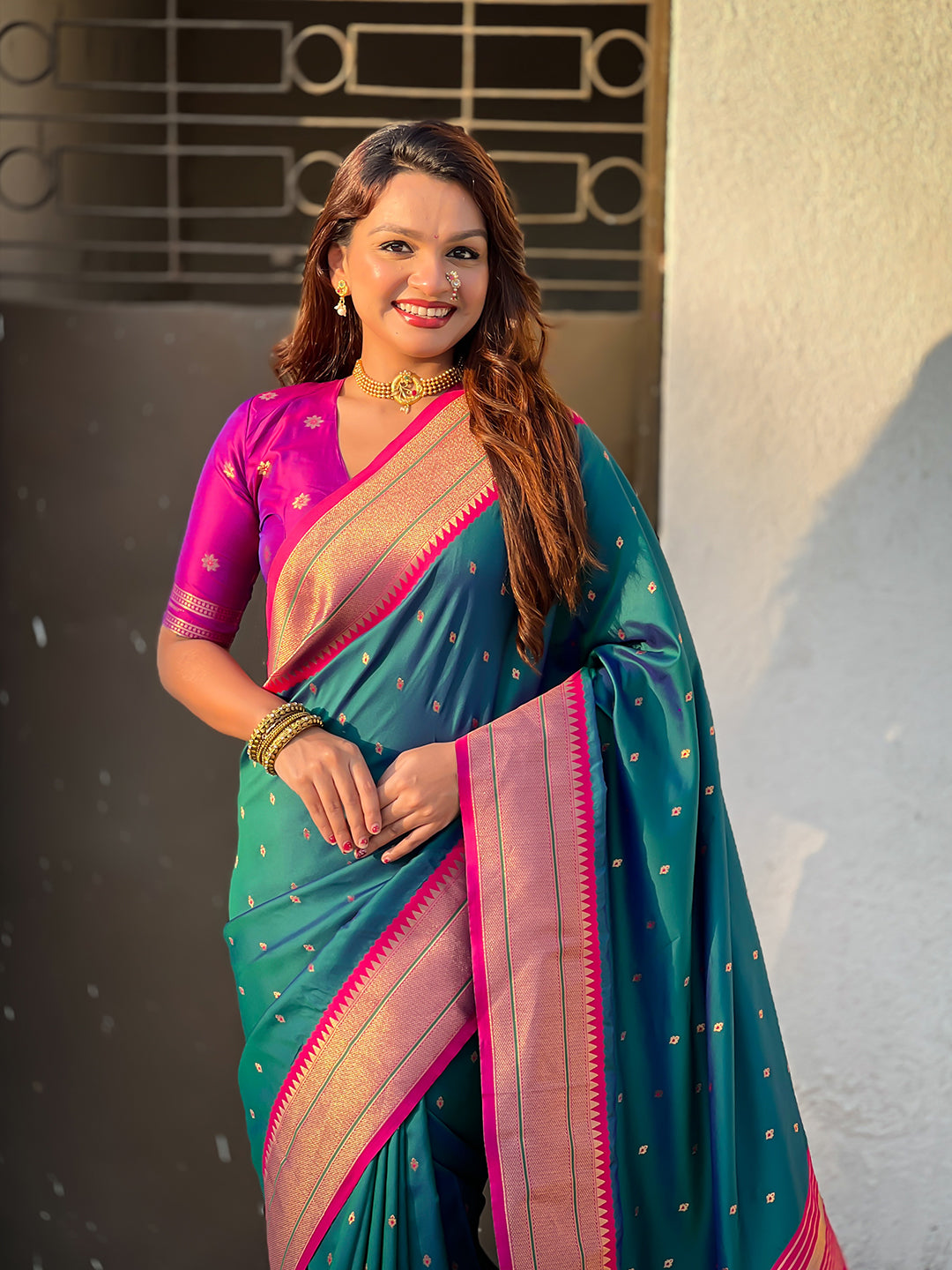 Green soft silk paithani zari woven saree