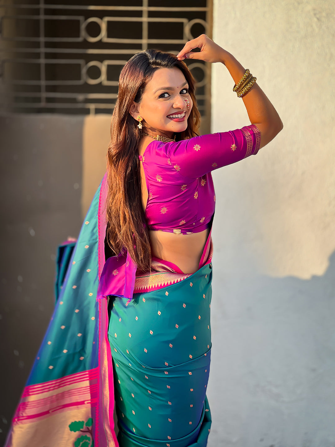 Green soft silk paithani zari woven saree