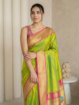 Chutney Soft Silk Paithani Saree For Women Meenakari Zari Weaving Floral Motifs Traditional Wedding Saree With Brocade Blouse