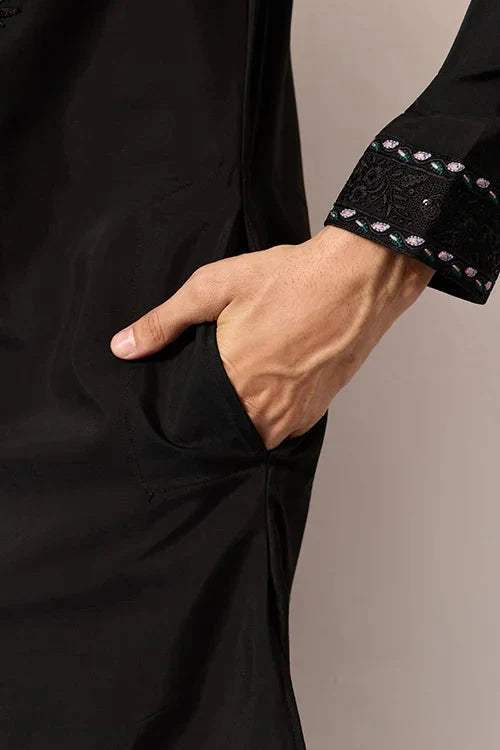 Black Stylish Trending Kurta with Dupatta for Mens Wear