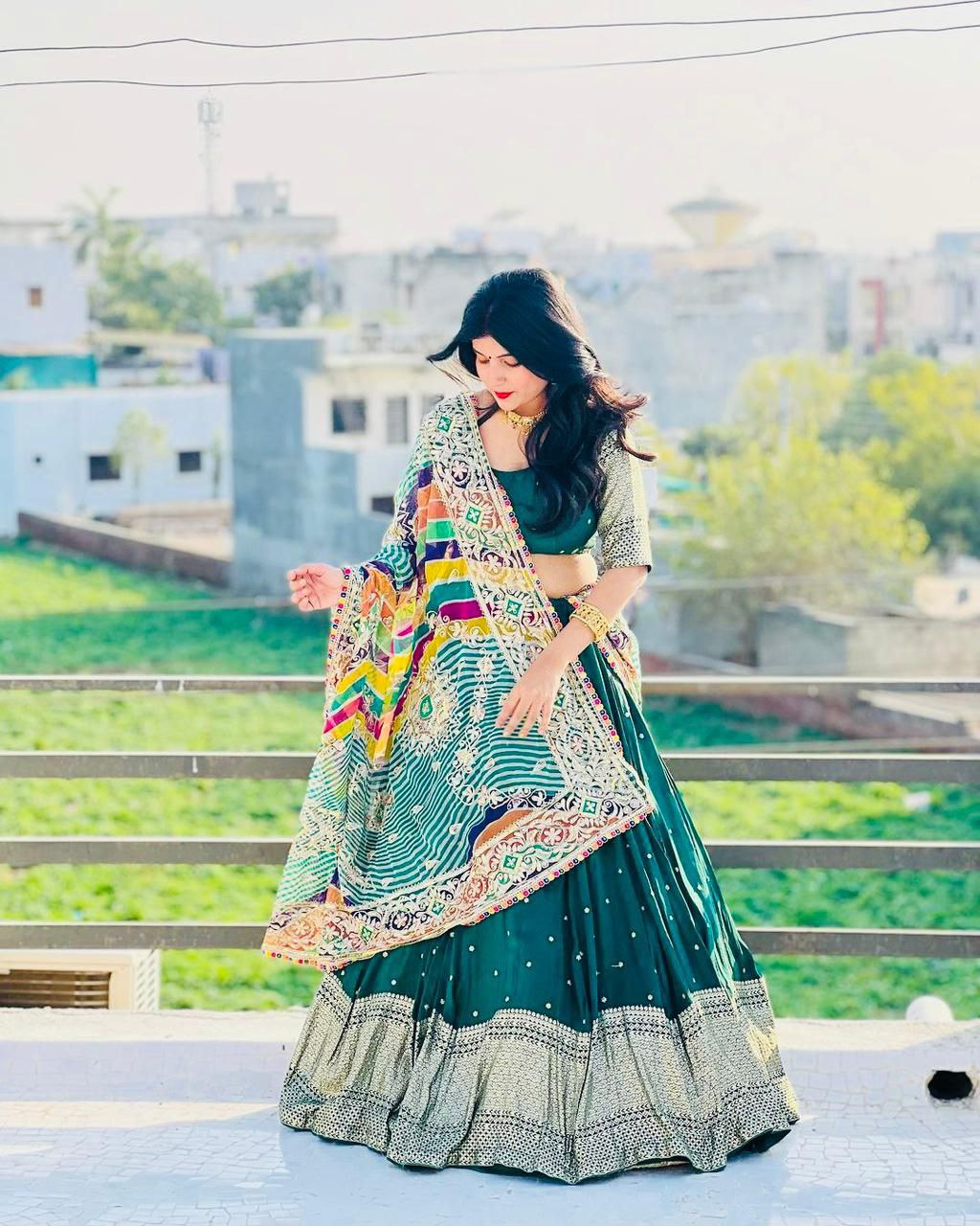 Innovative Green Color Georgette sequence Lehenga Choli