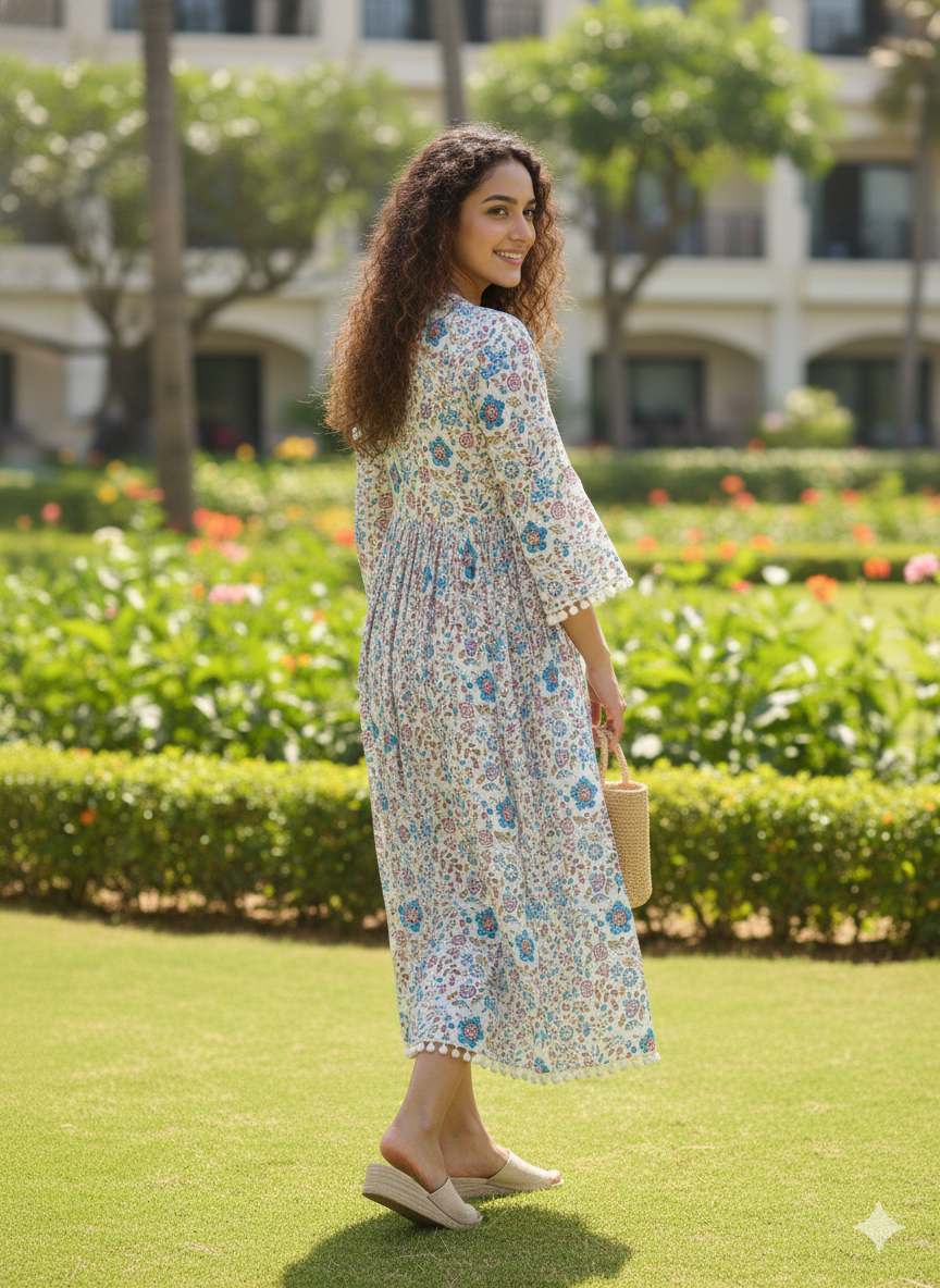 Springtime serenade jaipuri printed western dress