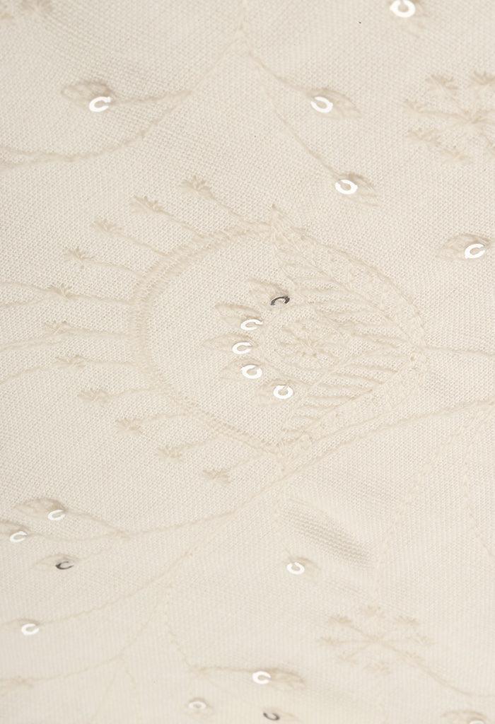 Off white pure cambric cotton floral embroidered kurta set with dupatta