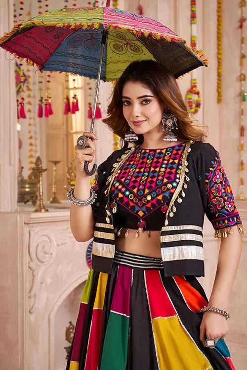 Jacket Style Designer Multi Color Chaniya Choli for Navratri