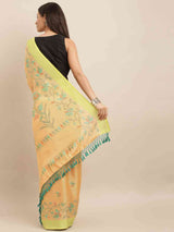 Jamdani Orange Colour Floral Print Solid Saree