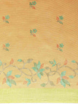 Jamdani Orange Colour Floral Print Solid Saree