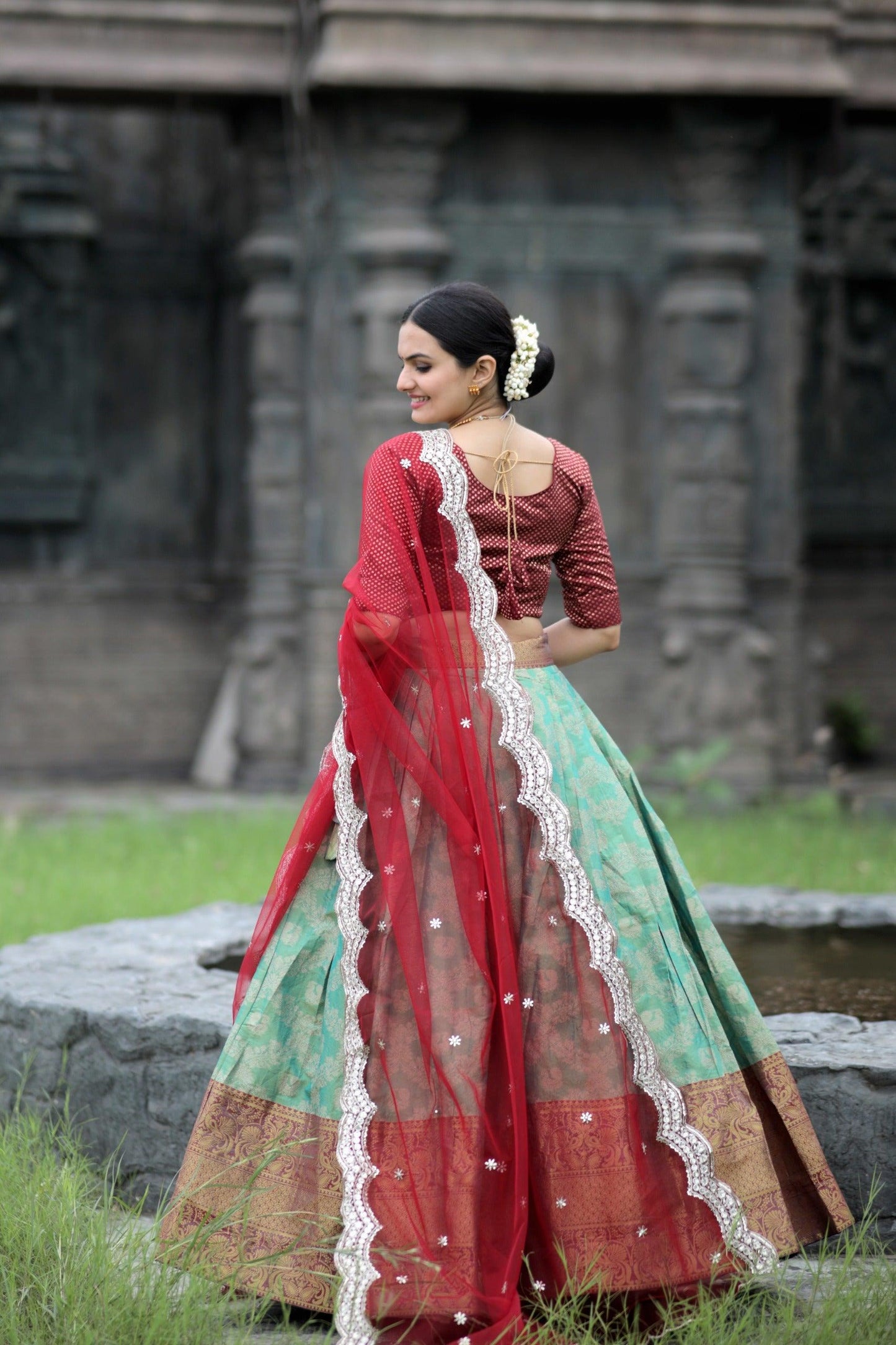 Kanjivaram Pattu Silk Zari Weaving Worked Lehenga Choli