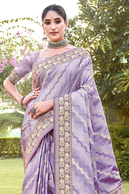 Violet Silk Saree With Blouse Piece Violet