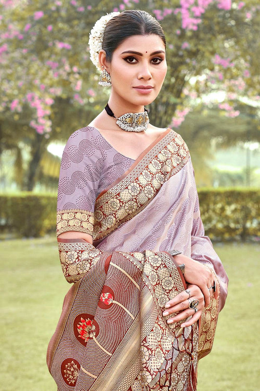 Purple Silk Saree With Blouse Piece Purple