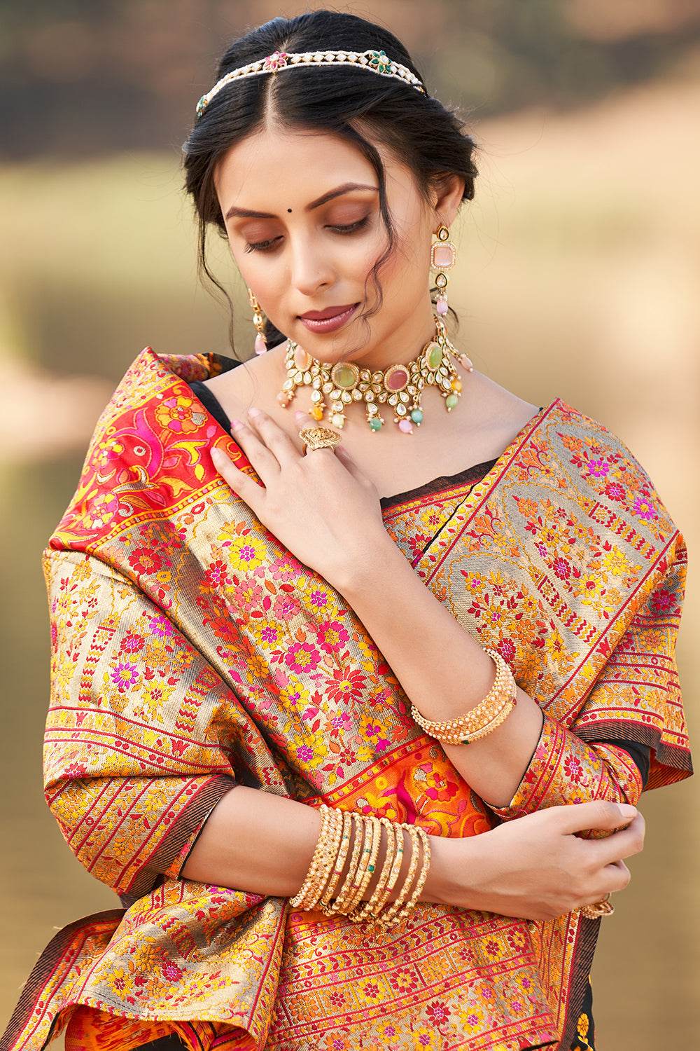 Magenta Pink Kalamkari Saree