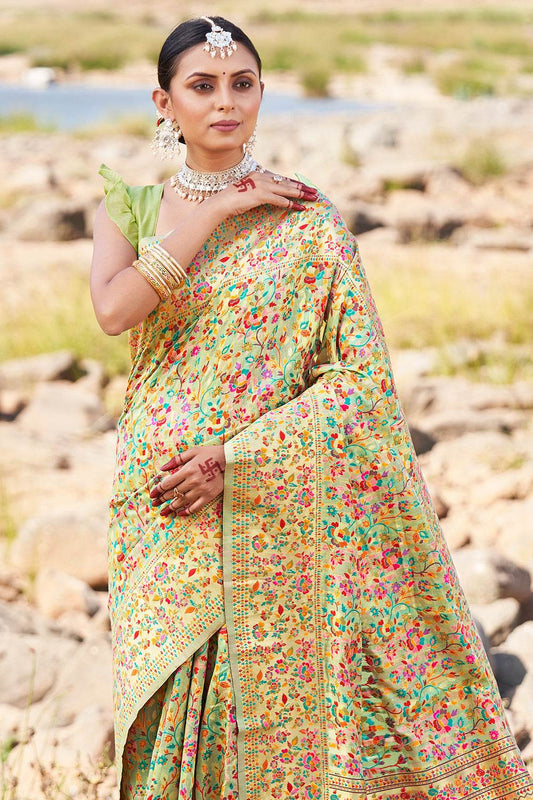 Tea Green Kalamkari Saree