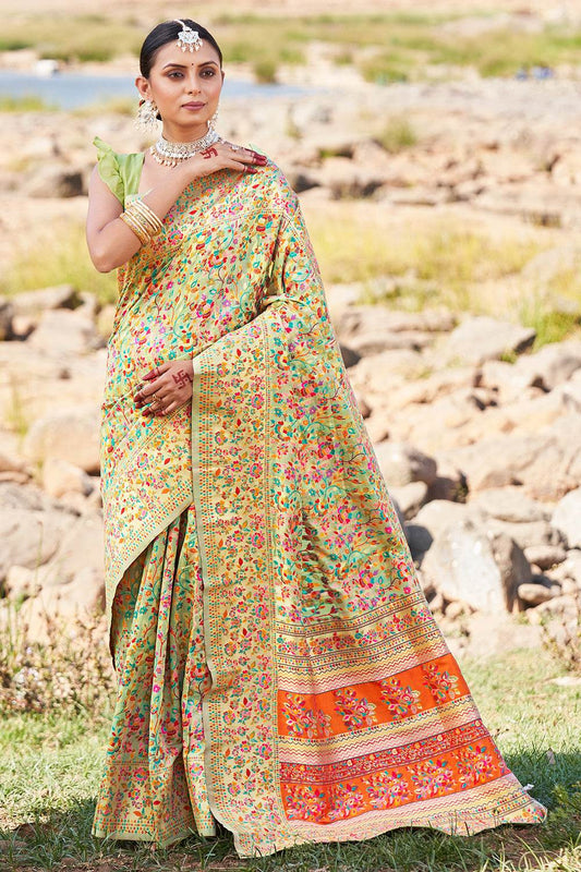 Tea Green Kalamkari Saree