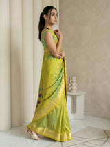Mehendi Paithani Silk Saree with Jhumka Zari Motifs, Meenakari Peacock Pallu and Triple Muniya Border