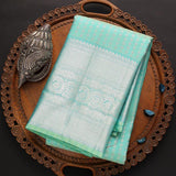 Divine Firozi Soft Silk Saree With Dalliance Blouse Piece