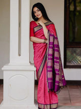 Excellent Pink Soft Banarasi Silk Saree With Murmurous Blouse Piece