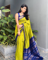 Classy Parrot Soft Silk Saree With Energetic Blouse Piece
