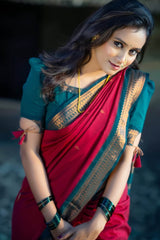 Comely Red Soft Silk Saree With Dalliance Blouse Piece