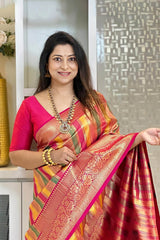 Capricious Multicolor Pure Zari Weaving Banarasi Silk Saree With Sempiternal Blouse Piece
