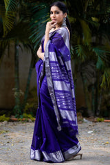 Surpassing Royal Blue Soft Silk Saree With Fancifull Blouse Piece