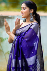 Surpassing Royal Blue Soft Silk Saree With Fancifull Blouse Piece