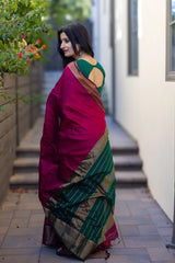 Innovative Dark Pink Soft Silk Saree With Staring Blouse Piece