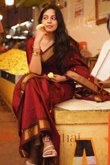 Hypnotic Maroon Soft Silk Saree With Scrupulous Blouse Piece