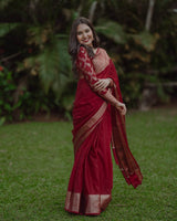Amazing Maroon Soft Silk Saree With Rhapsody Blouse Piece