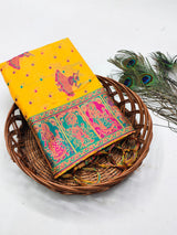 Demesne Yellow Pashmina Saree With Prodigal Blouse Piece