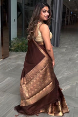 Forbearance Wine Soft Silk Saree With Devastating Blouse Piece