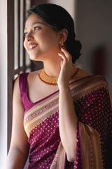 Girlish Purple Soft Silk Saree With Pulsating Blouse Piece