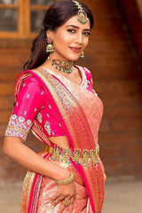 Fragrant Peach Soft Silk Saree With Vibrant Blouse Piece