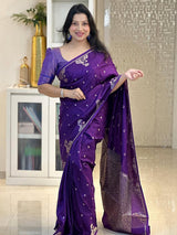 Ravishing Purple Soft Silk Saree With Invaluable Blouse Piece