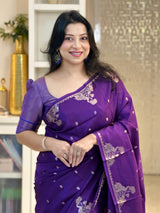 Ravishing Purple Soft Silk Saree With Invaluable Blouse Piece