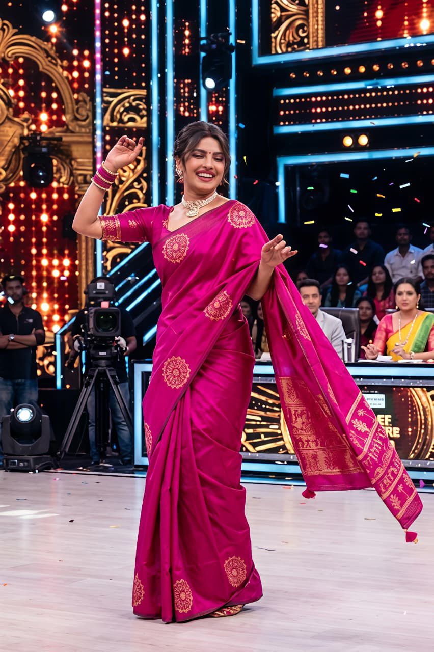 Sempiternal Dark Pink Soft Silk Saree With Girlish Blouse Piece