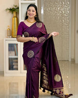 Sumptuous Purple Soft Silk Saree With Intricate Blouse Piece