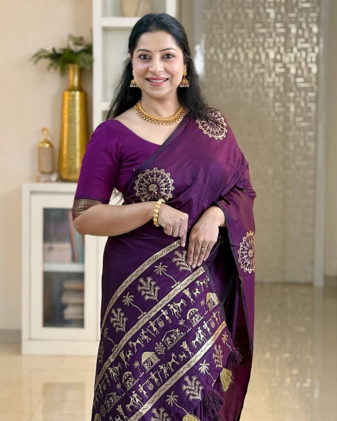 Sumptuous Purple Soft Silk Saree With Intricate Blouse Piece