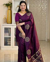 Sumptuous Purple Soft Silk Saree With Intricate Blouse Piece