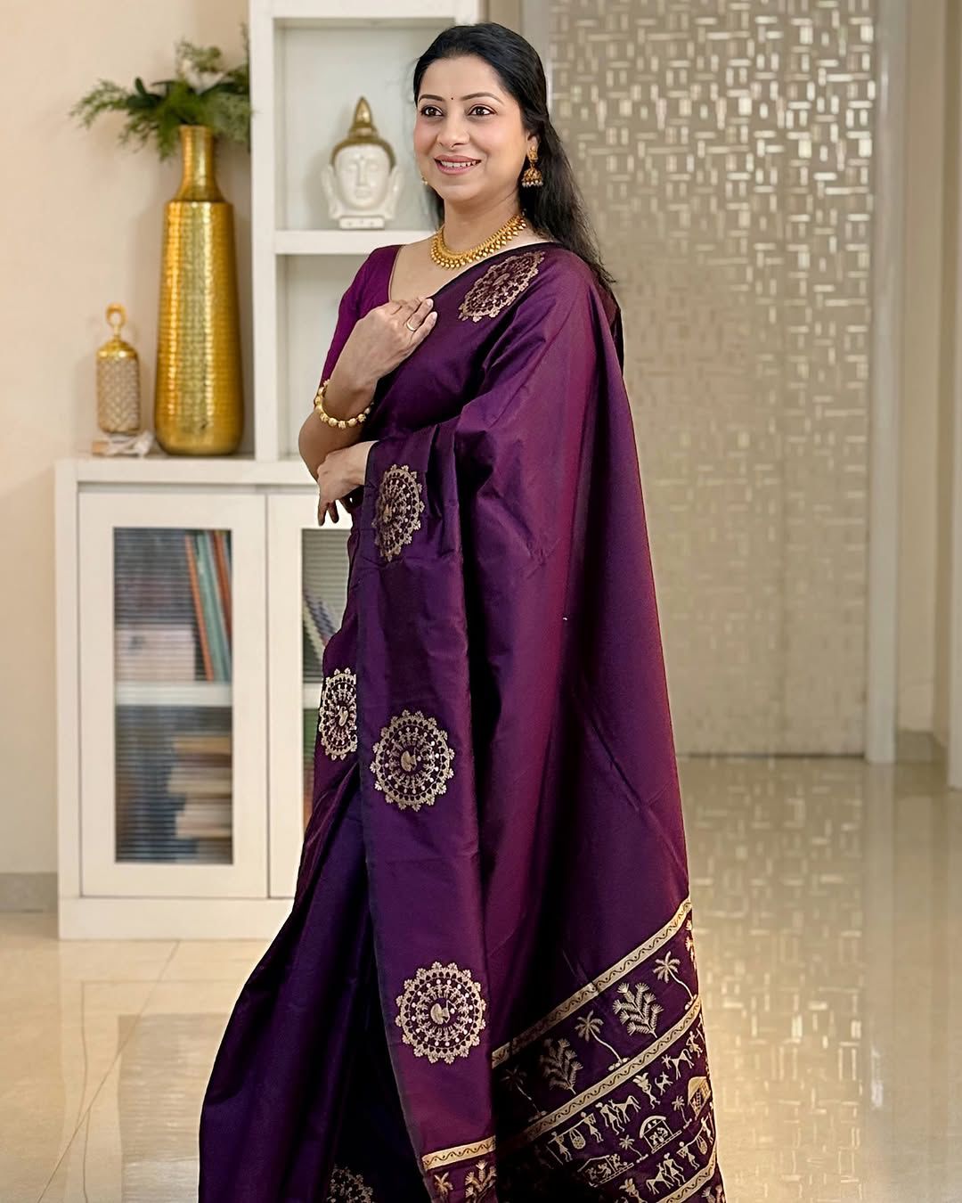 Sumptuous Purple Soft Silk Saree With Intricate Blouse Piece
