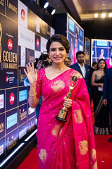 Ethnic Dark Pink Soft Silk Saree With Deserving Blouse Piece