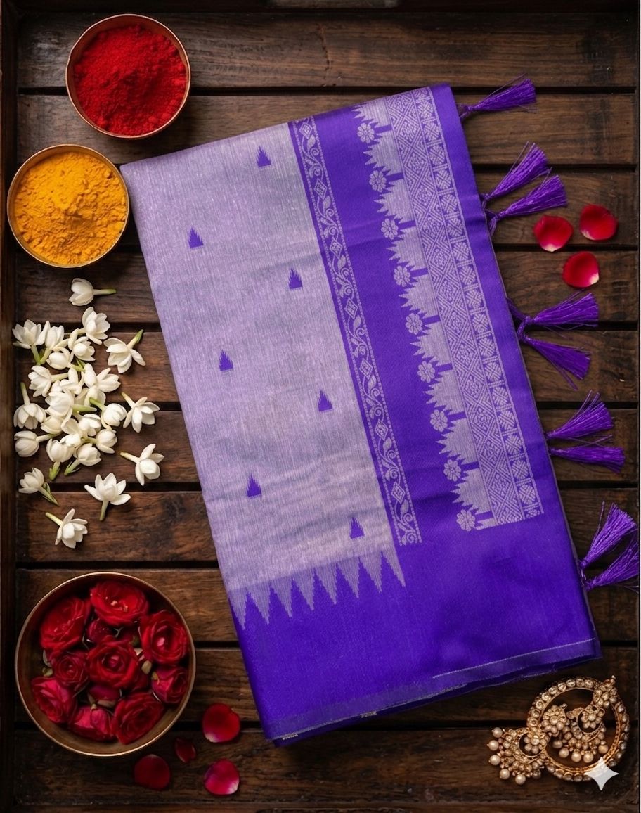 Imaginative Lavender Cotton Silk Saree With Aplomb Blouse Piece