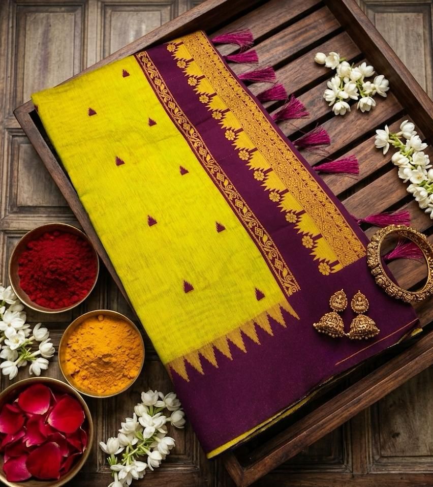 Opulent Mehndi Cotton Silk Saree With Flattering Blouse Piece
