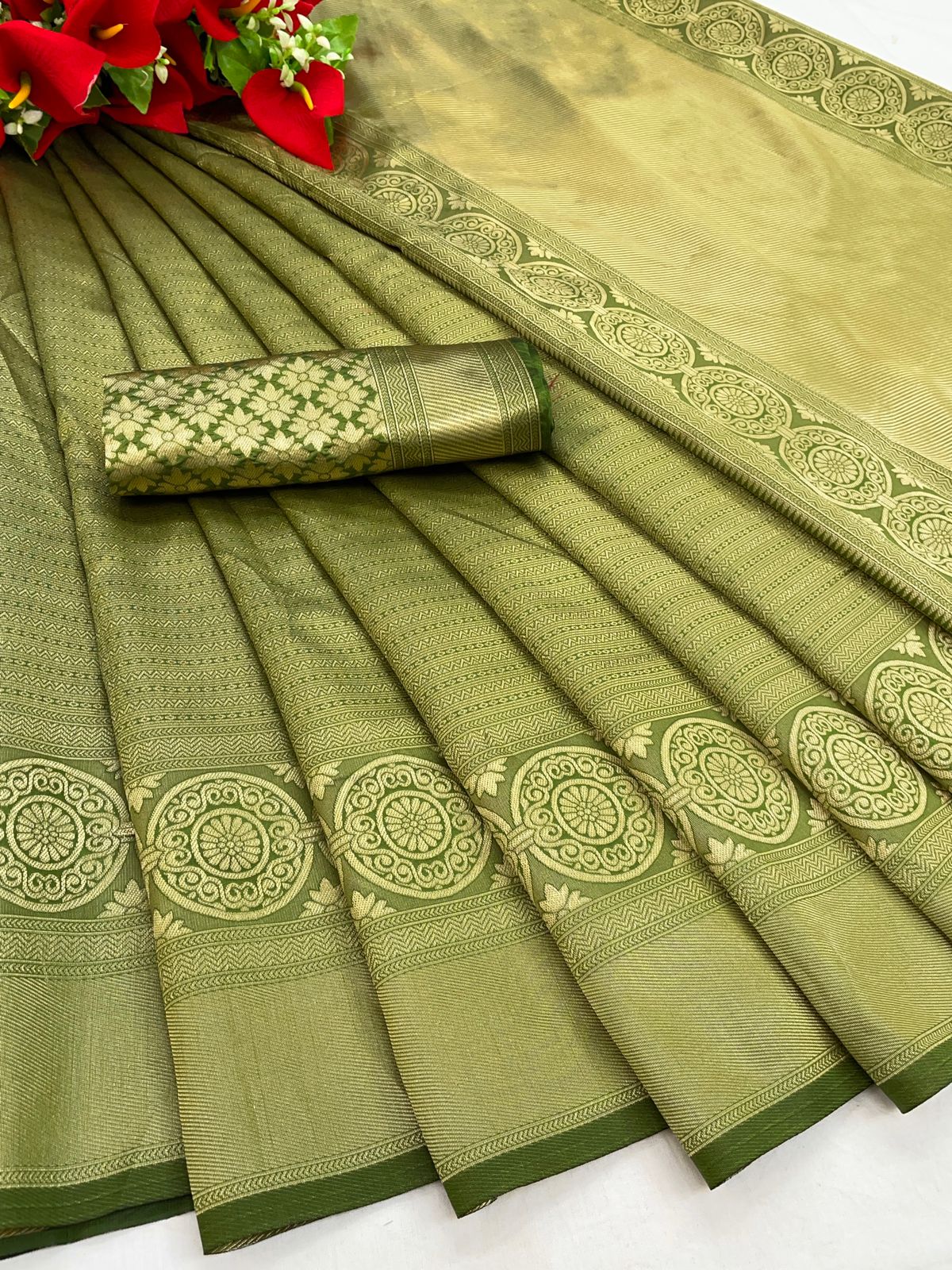 Scintilla Green Soft Silk Saree With Incredible Blouse Piece - Mameraa