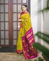 Elegant Mustard Soft Banarasi Silk Saree With Amazing Blouse Piece