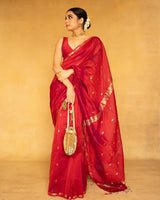 Imaginative Red Cotton Silk Saree With Aplomb Blouse Piece