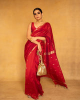 Imaginative Red Cotton Silk Saree With Aplomb Blouse Piece