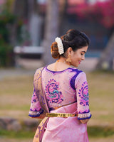 Scintilla Pink Soft Banarasi Silk Saree With Two Palimpsest Blouse Piece